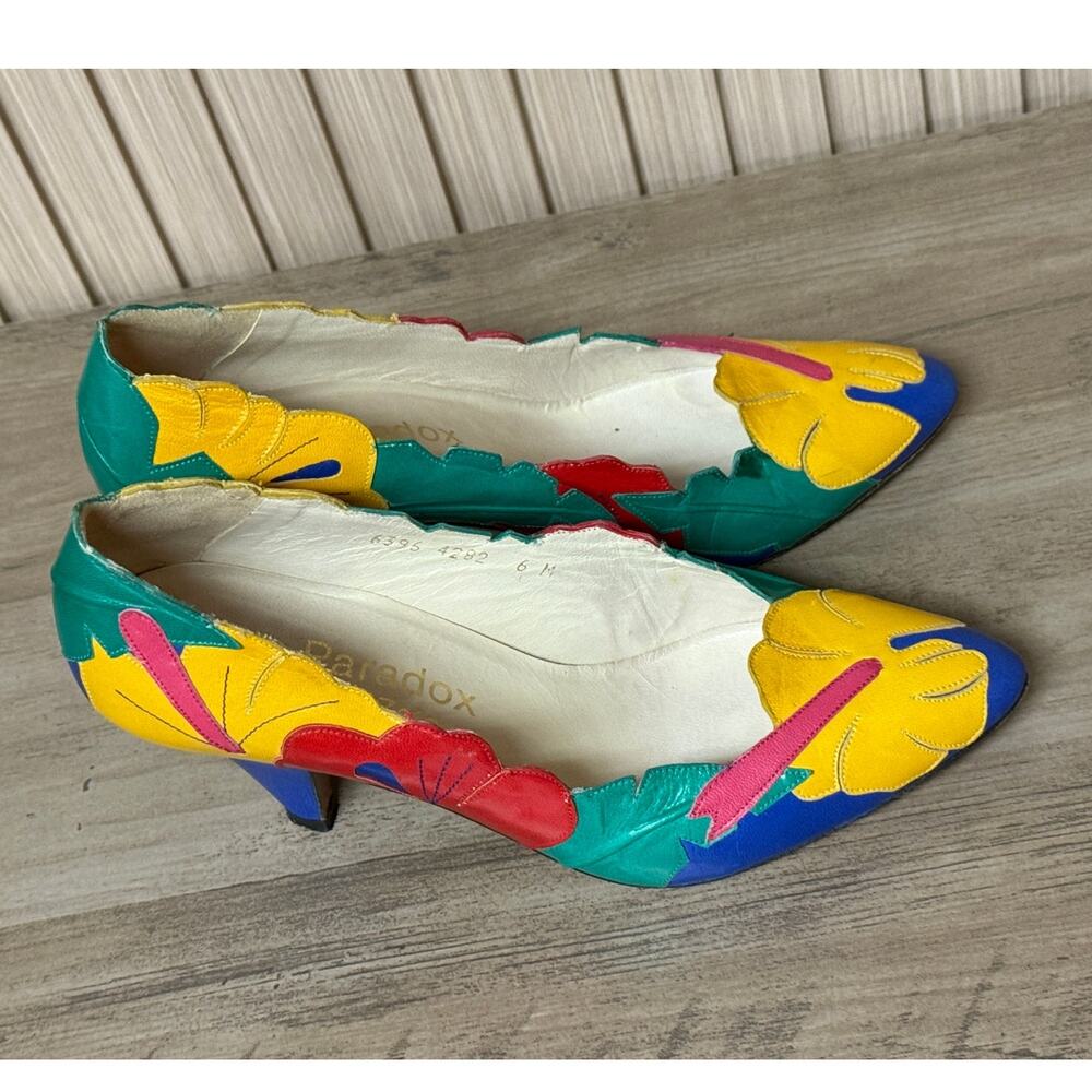 PARADOX by ZALO Multicolored Leather Kitten Heels Women’s Size 6M - Picture 4 of 13